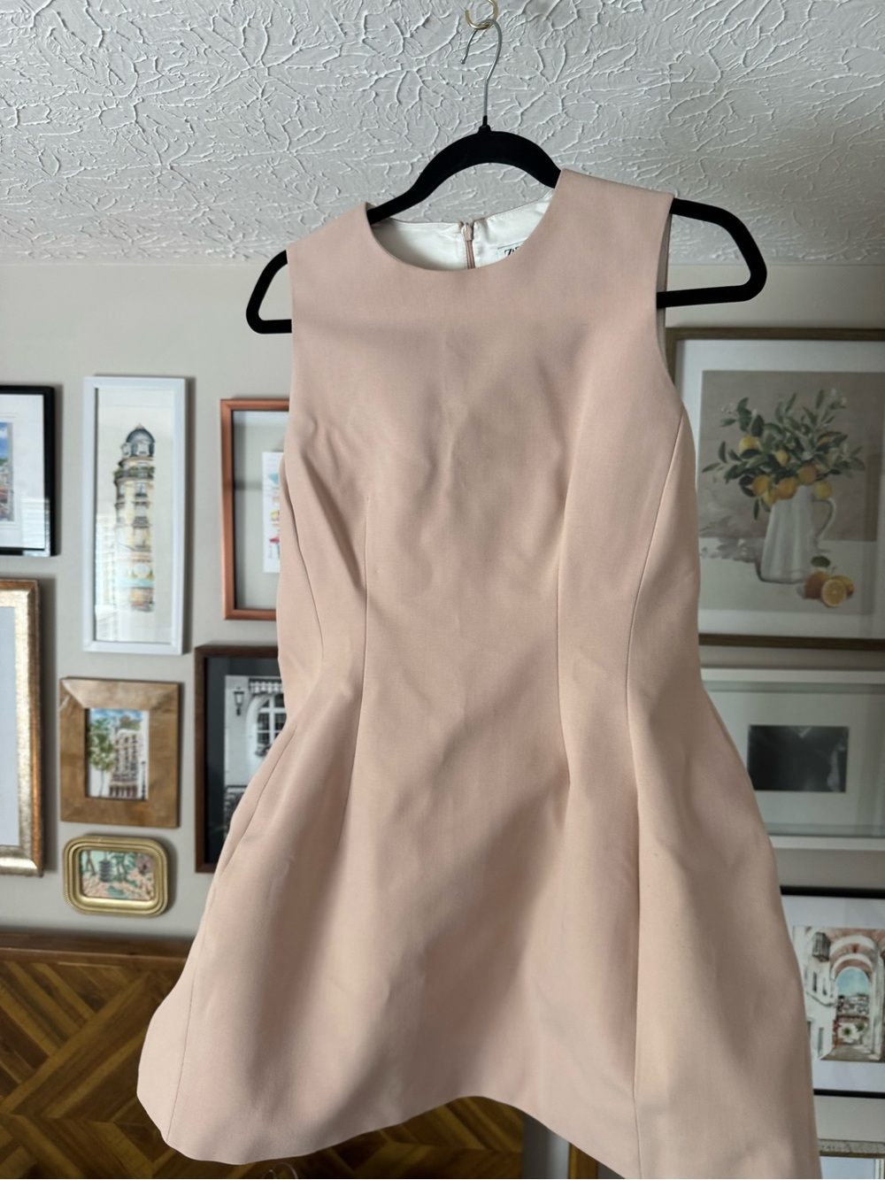 Zara Viral Structured Blush Cream Dress